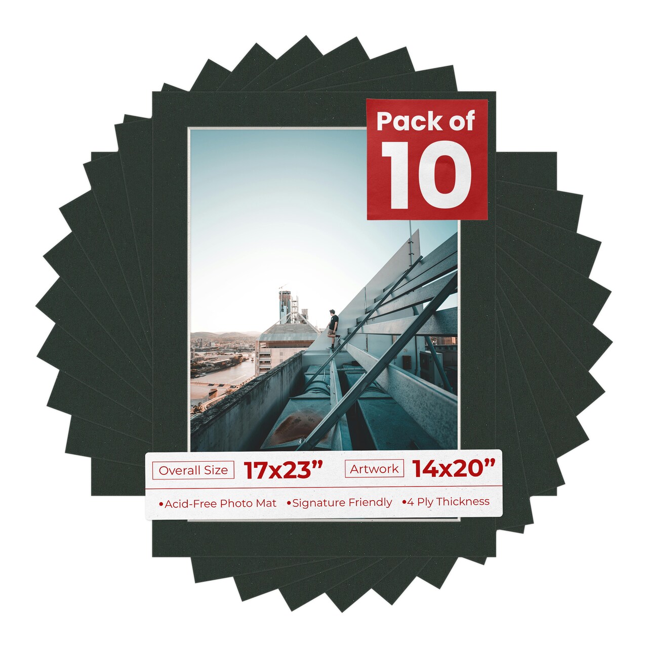 Textured Black Mat Board for 17x23 Frames - Fits 14x20 Photos